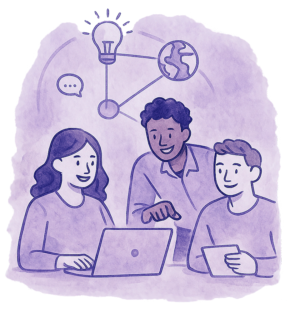 Illustration of clinicians collaborating around a continuous care model